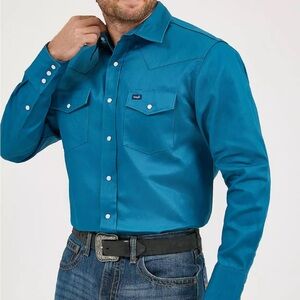 Men’s Wrangler cowboy cut firm finish twill western snap work shirt size XL